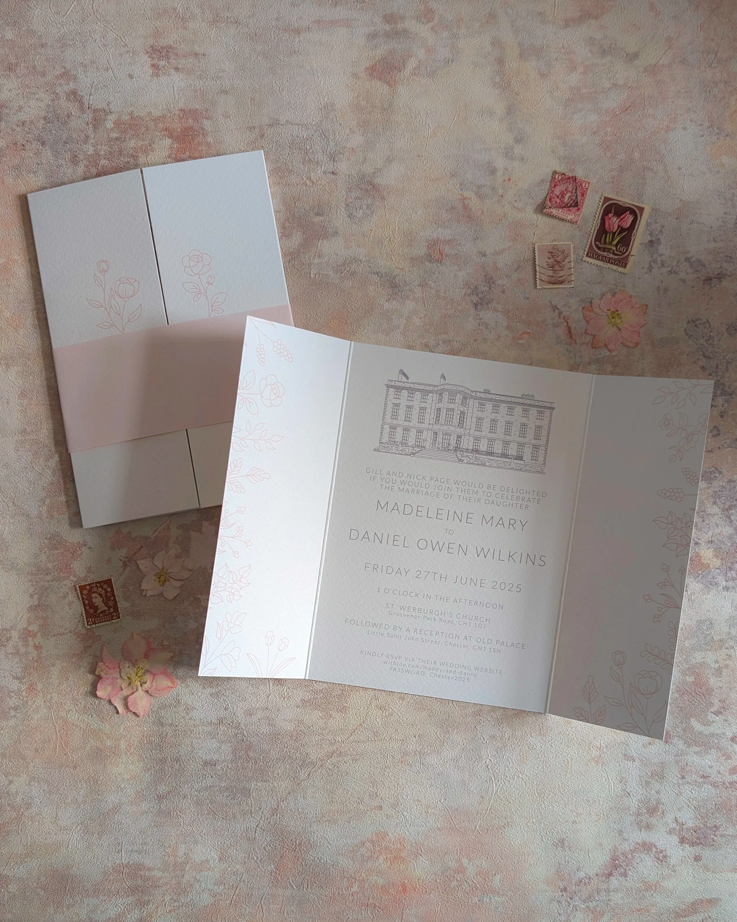 Bespoke gatefold wedding invitation