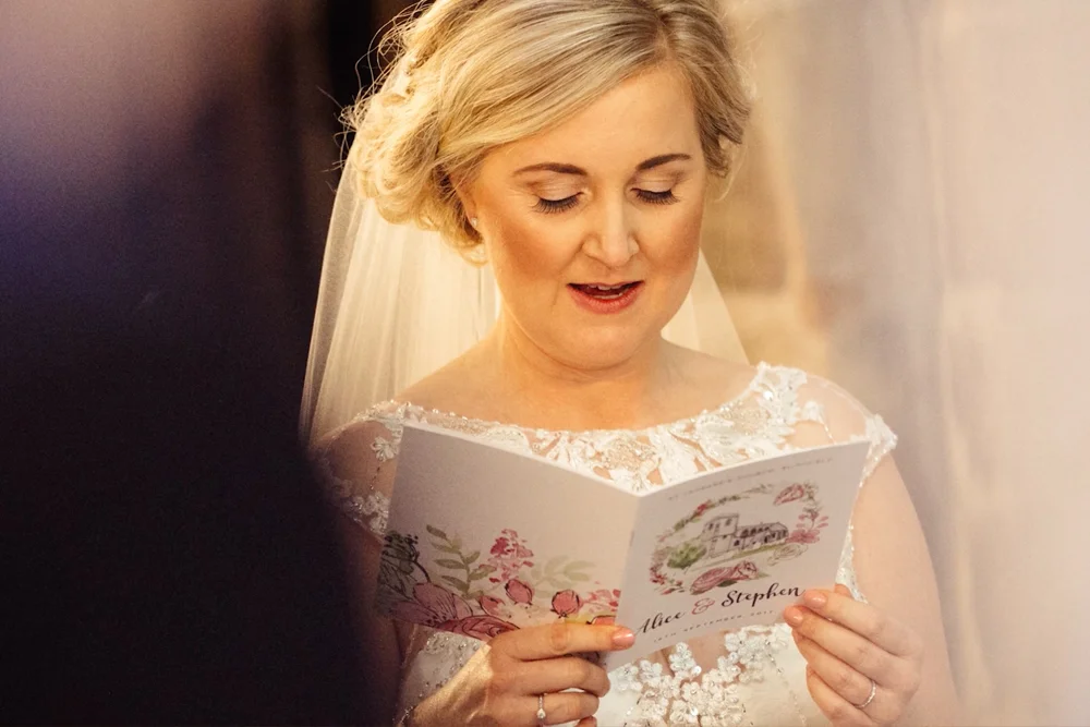 Bespoke order of service with bride