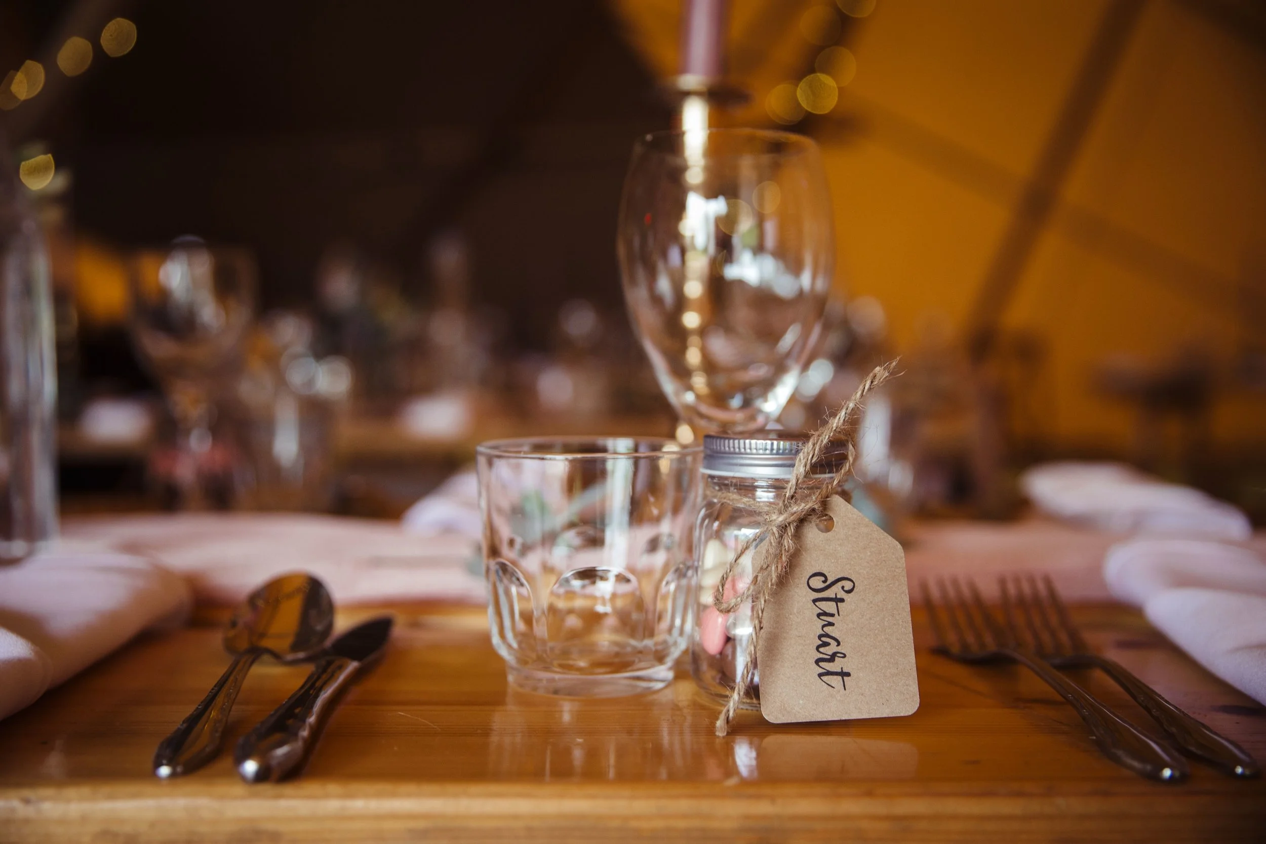 Personalised favour jar place cards