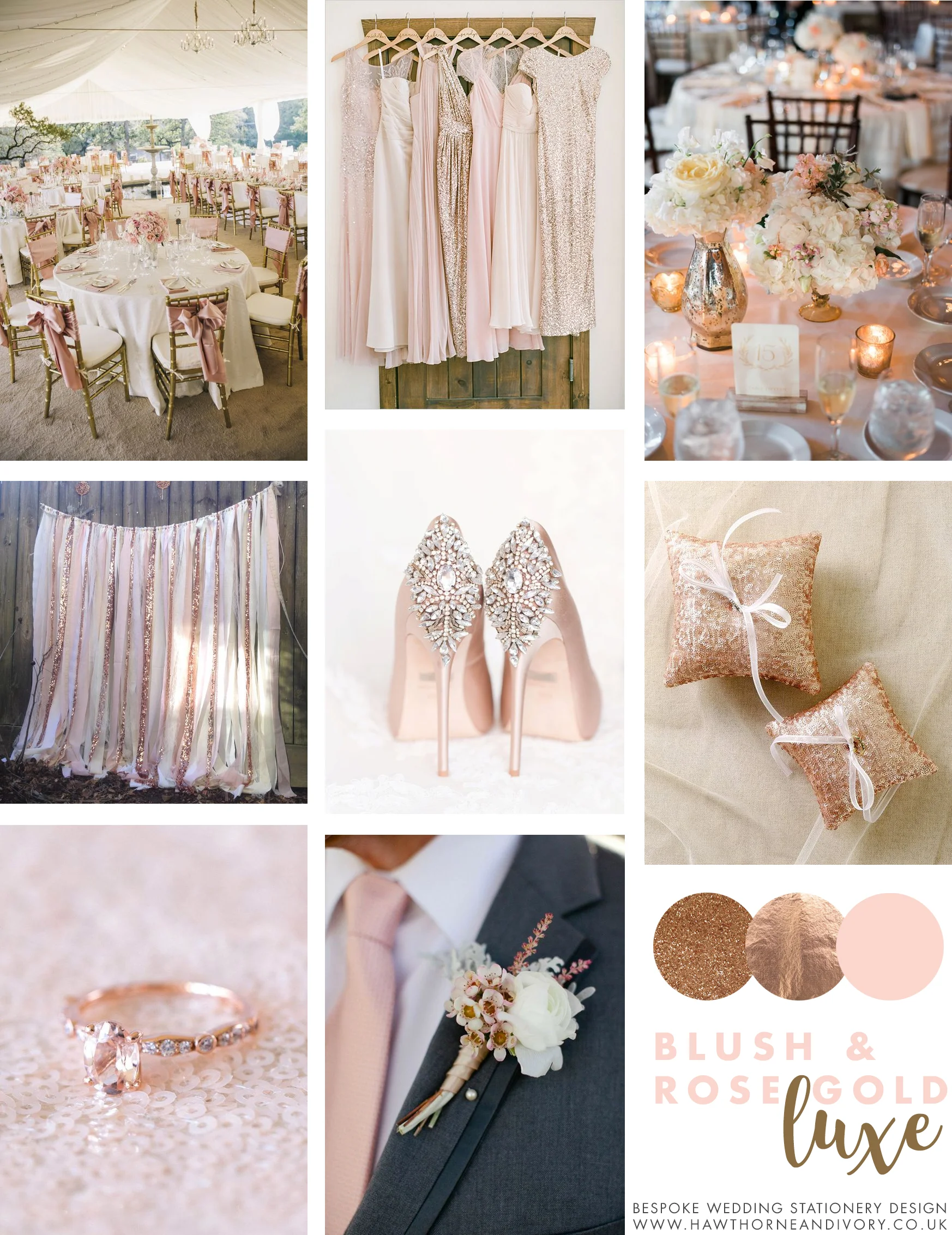 Blush and rose gold luxe mood board