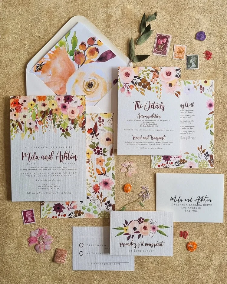Autumn Floral Wedding Invitations