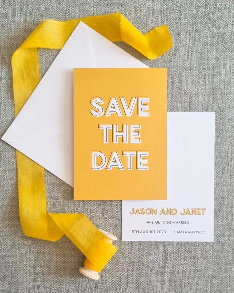 Colour Block bold modern save the dates