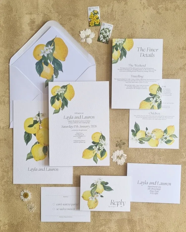 Lemon Grove wedding invitations