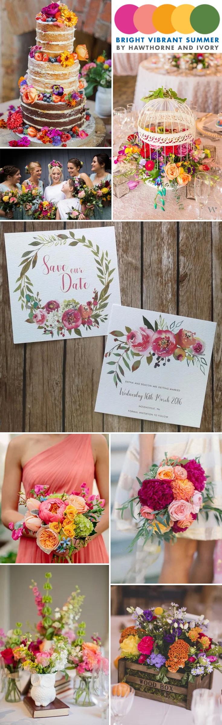 Bright summer floral wedding moodboard