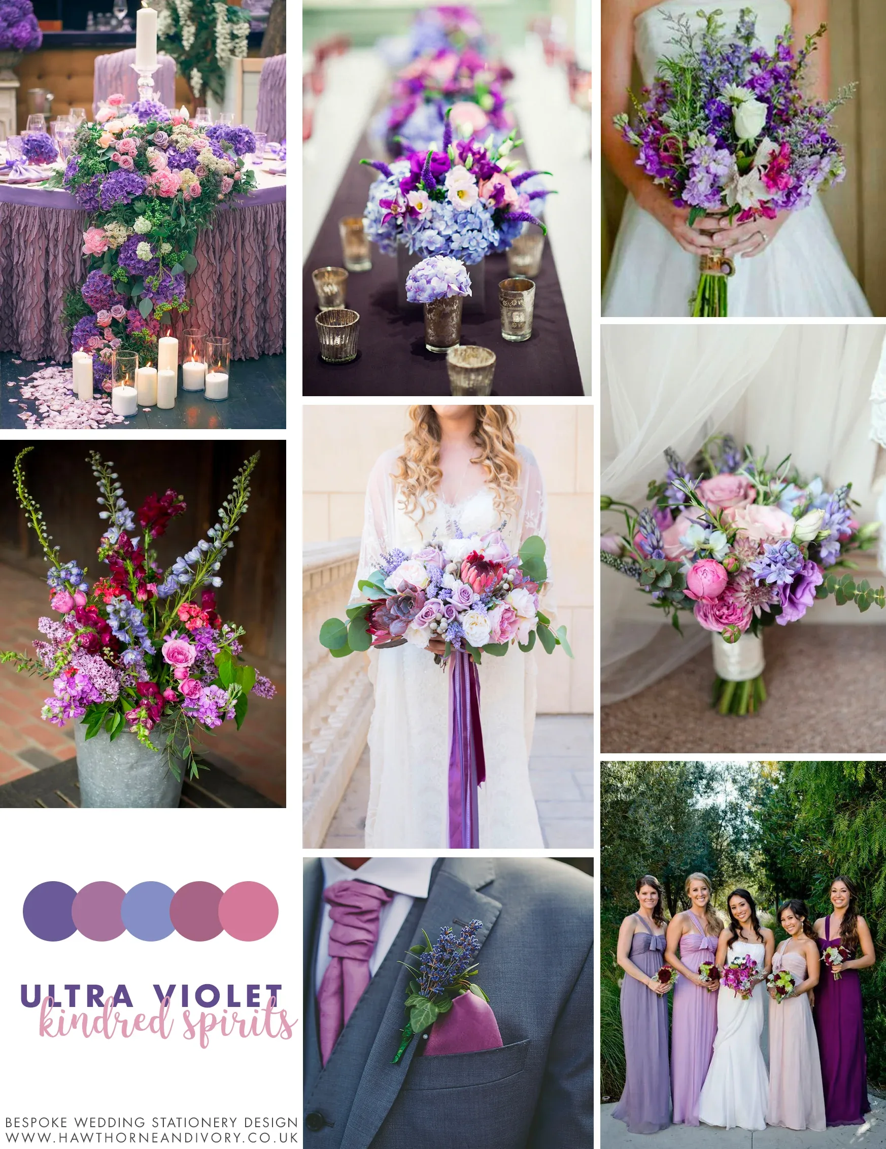 Ultra Violet Pantone Kindred Spirits wedding colour palette