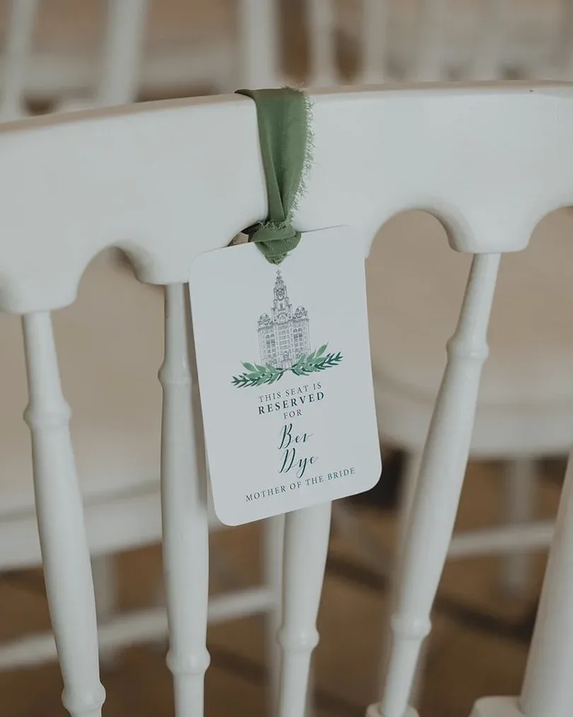 Elegant Sage cohesive wedding stationery on the day