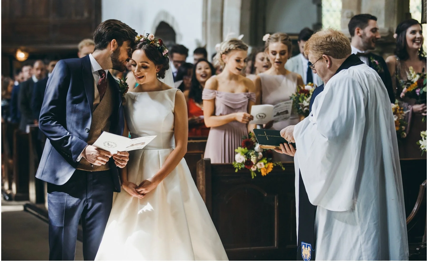 Illustrated inside pages of the bespoke wedding order of service