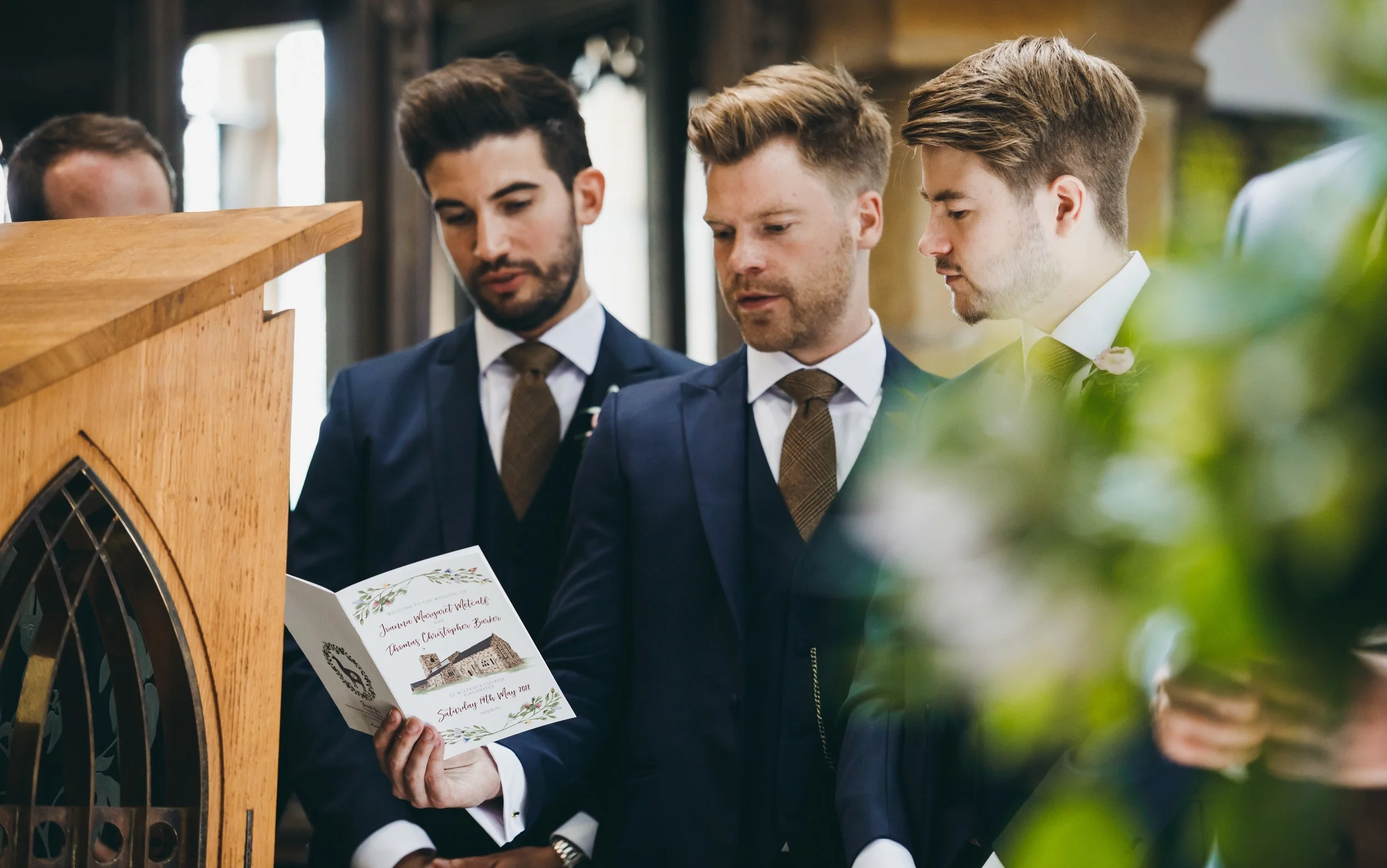 Close-up of the church illustration on the bespoke order of service