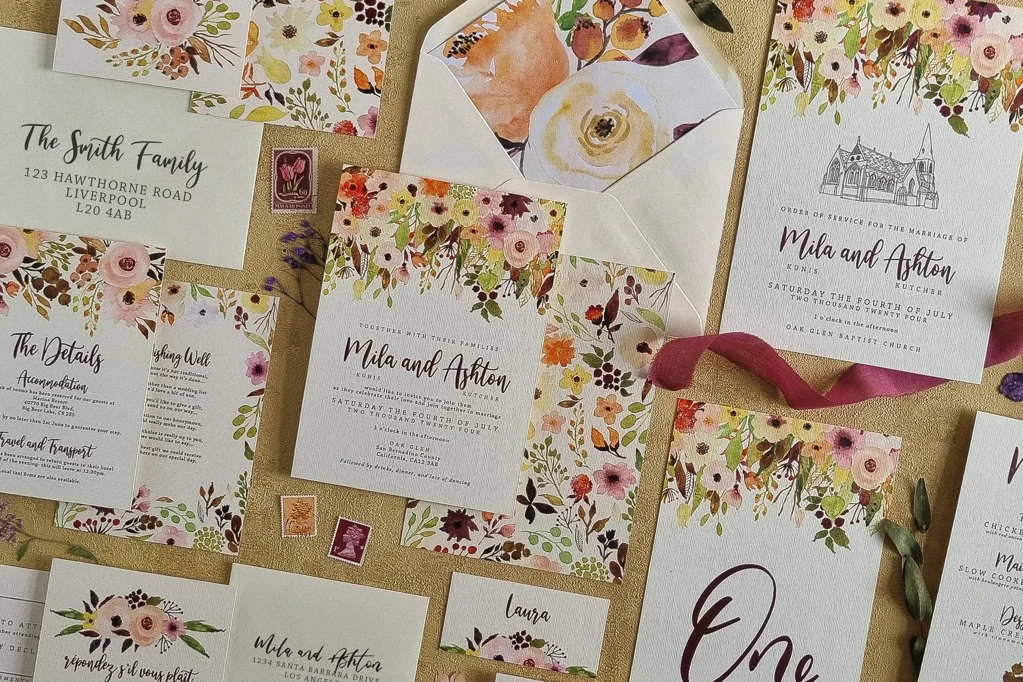The Autumn Floral Collection- a semi-custom wedding stationery suite