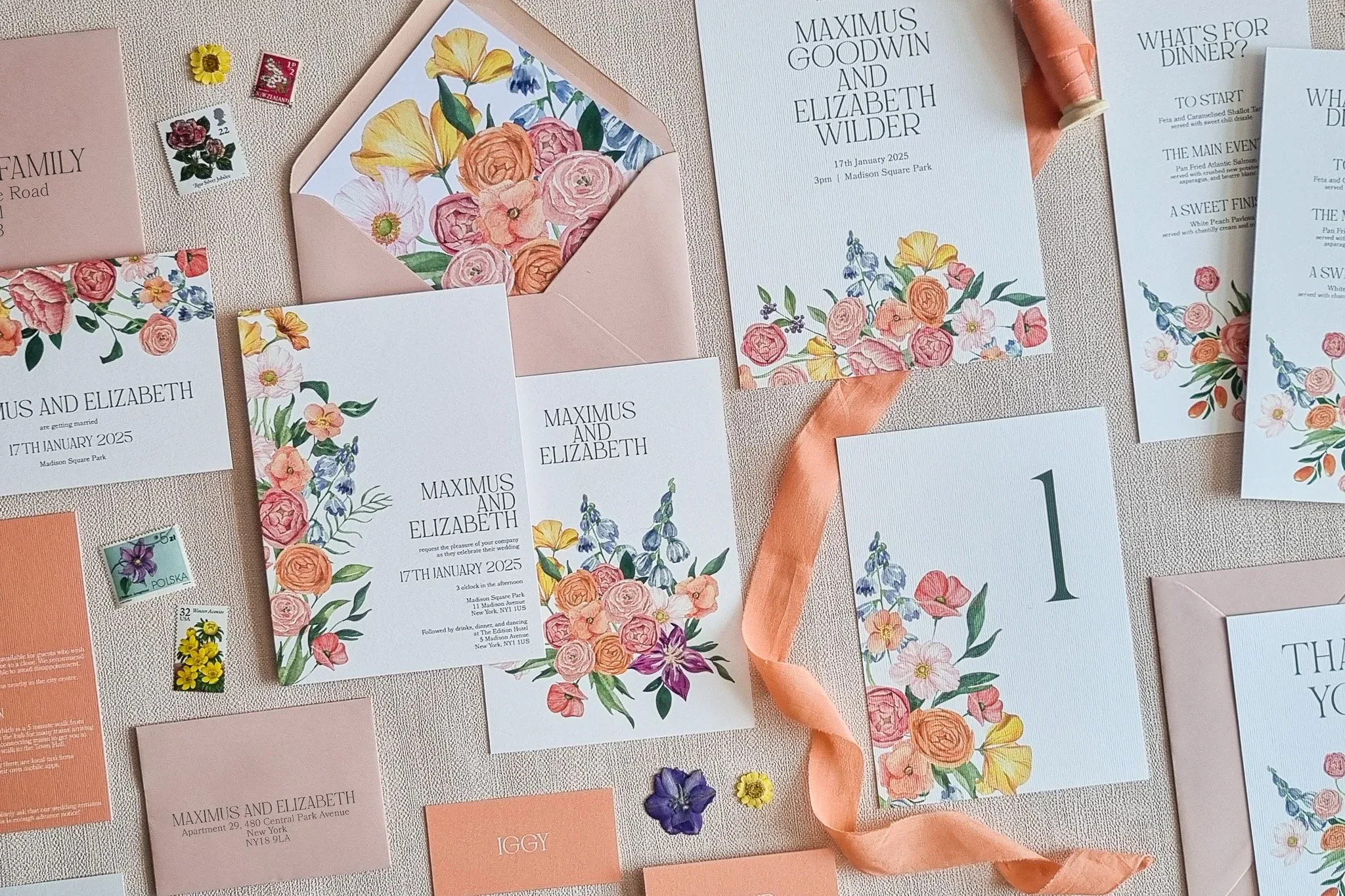 The Minimal Monochrome Collection- a semi-custom wedding stationery suite