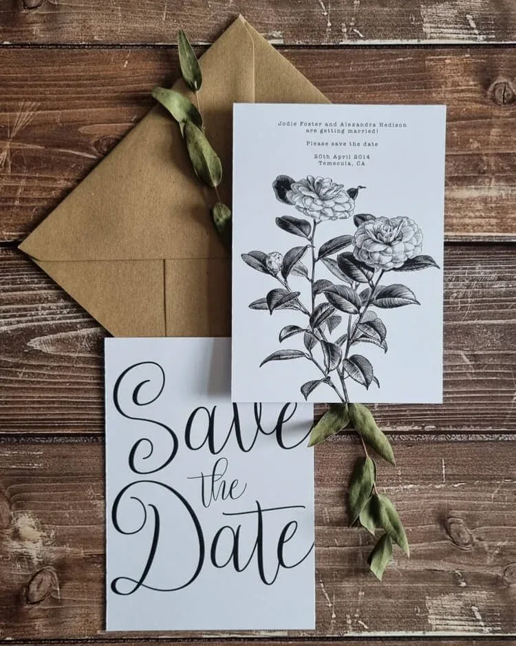 Rustic Luxe simple wedding invitations with a typewriter font 