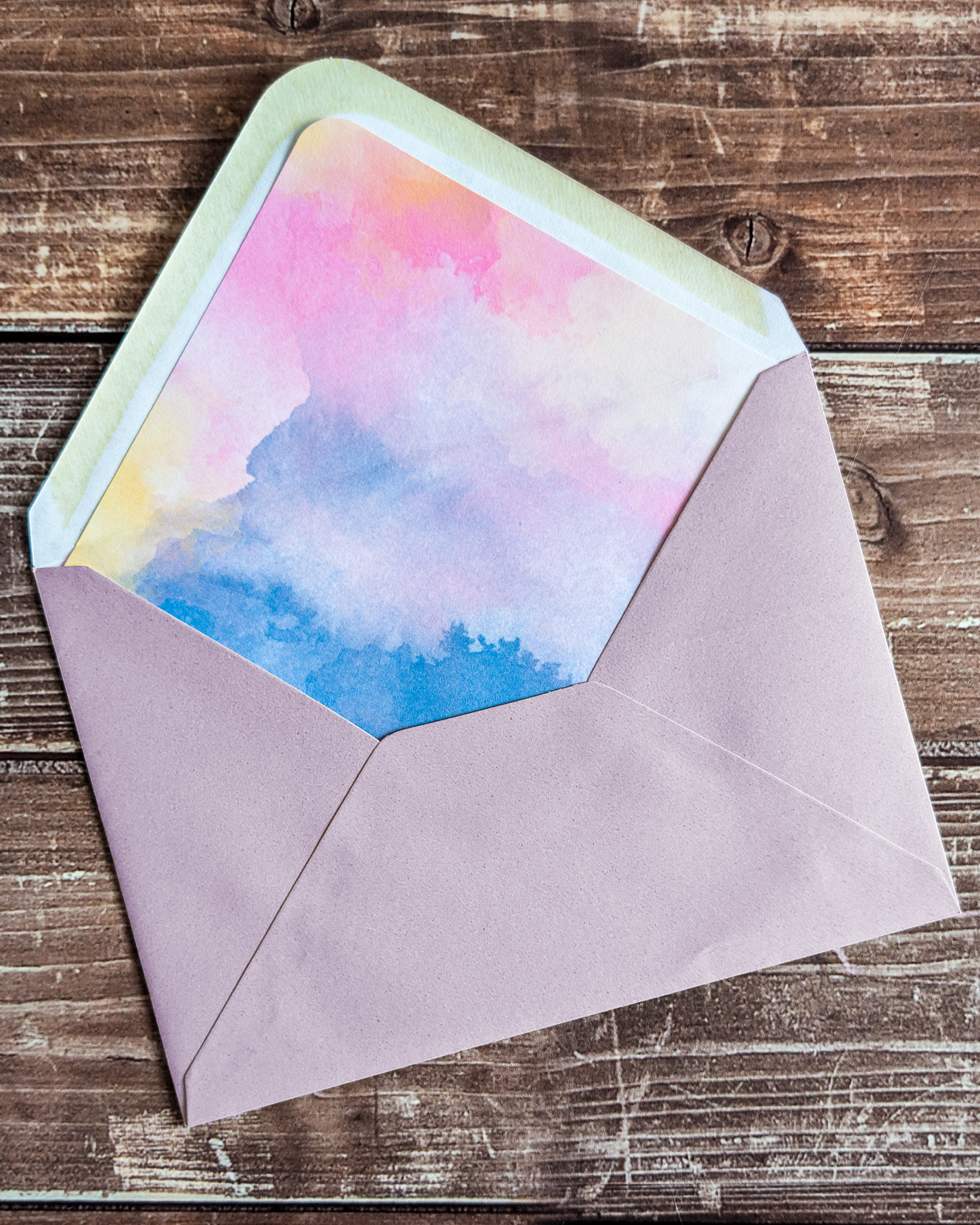 Envelope liner inspired by the Lover album colour palette