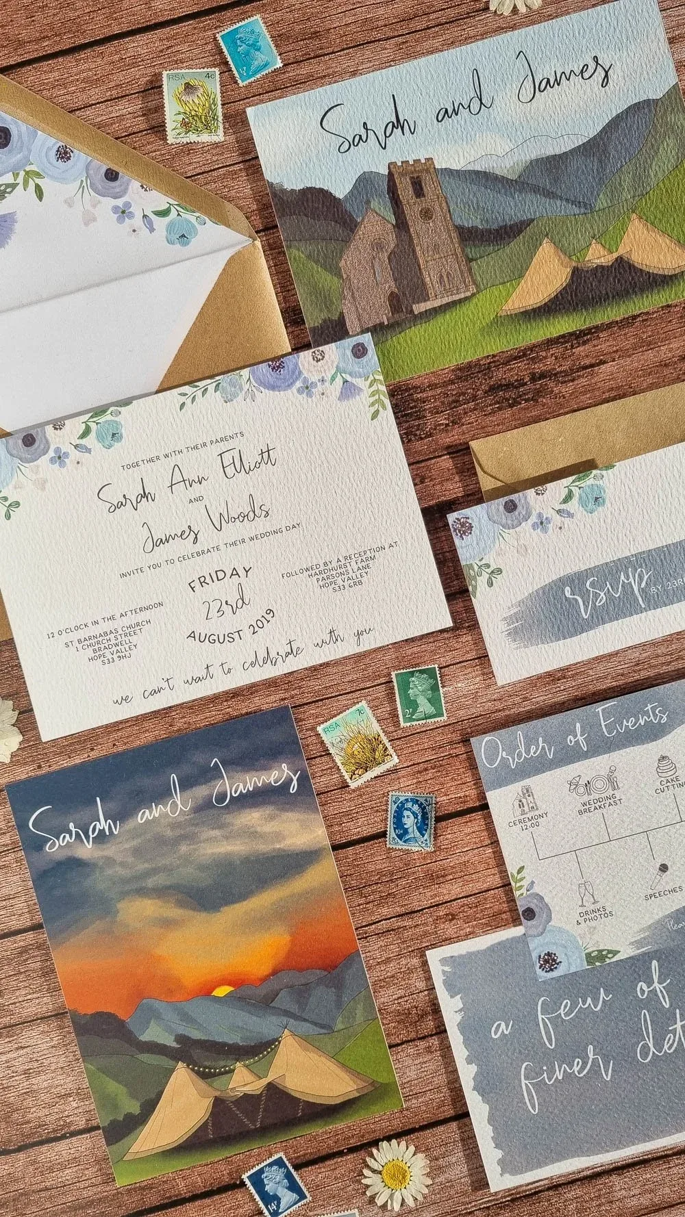 Bespoke wedding stationery for Sarah and James