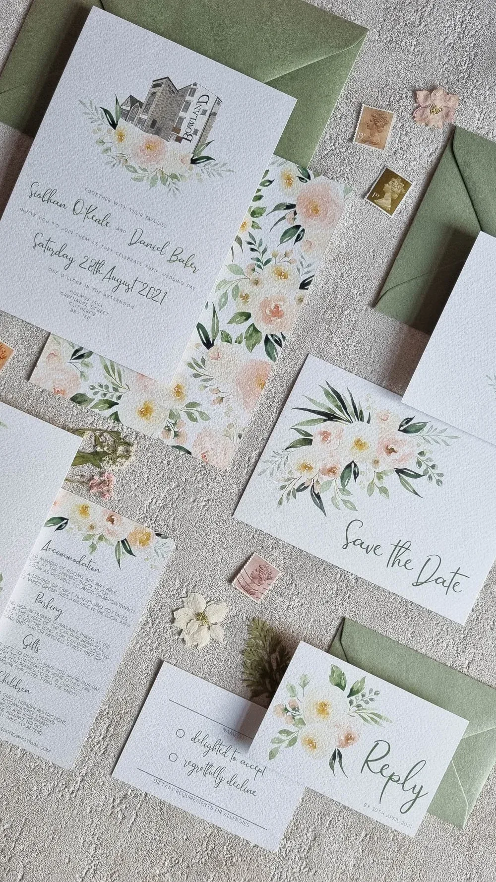 Bespoke wedding stationery for Siobhan and Daniel