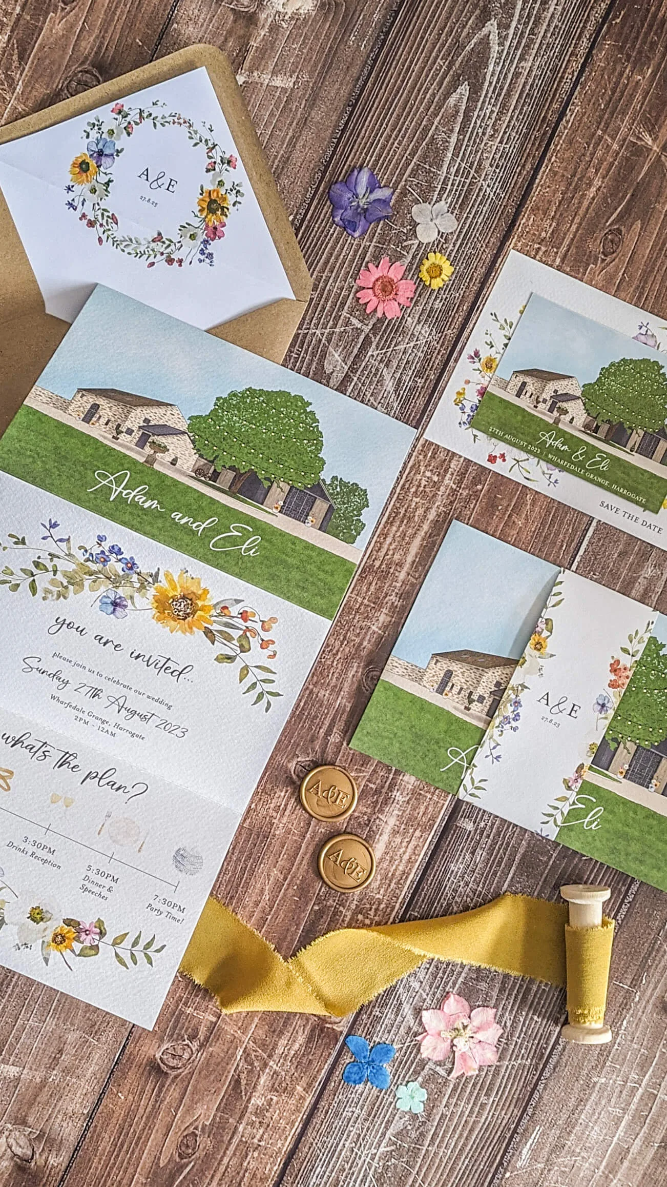 Bespoke wedding stationery for Adam and Eli