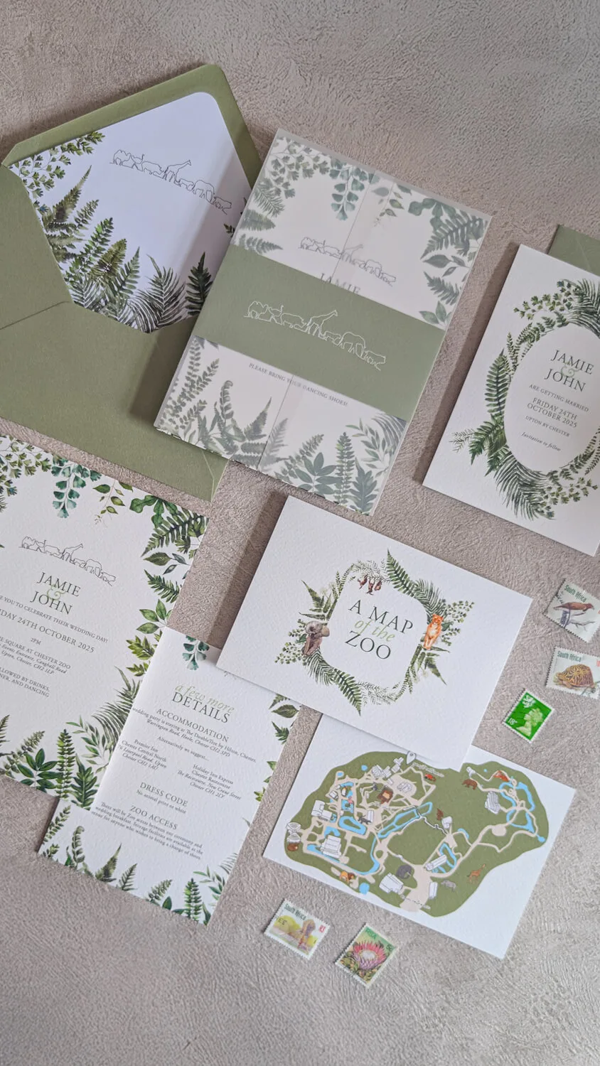 Bespoke wedding stationery for Jamie and John