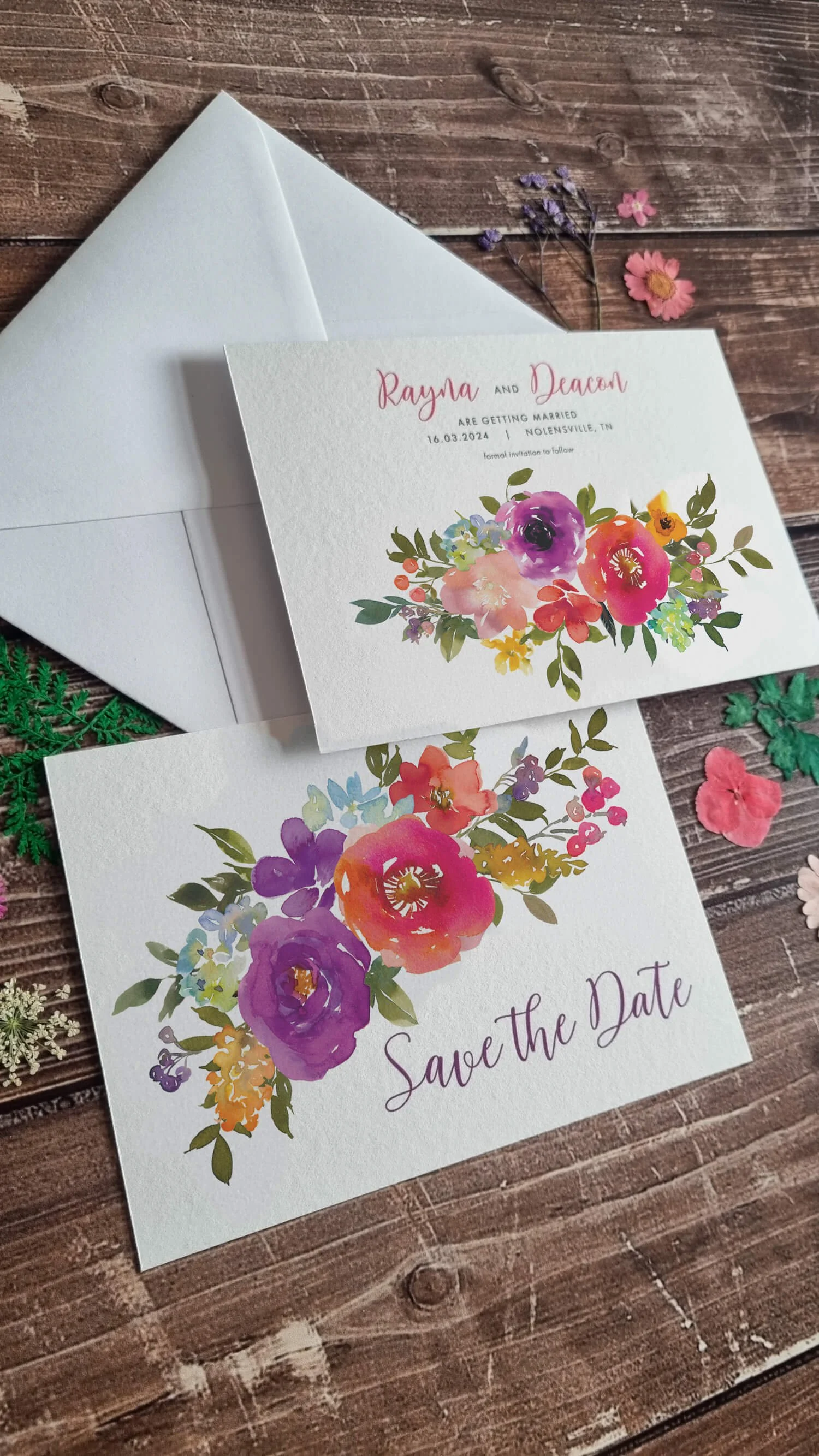 Bright Summer Floral Wedding Save the Dates