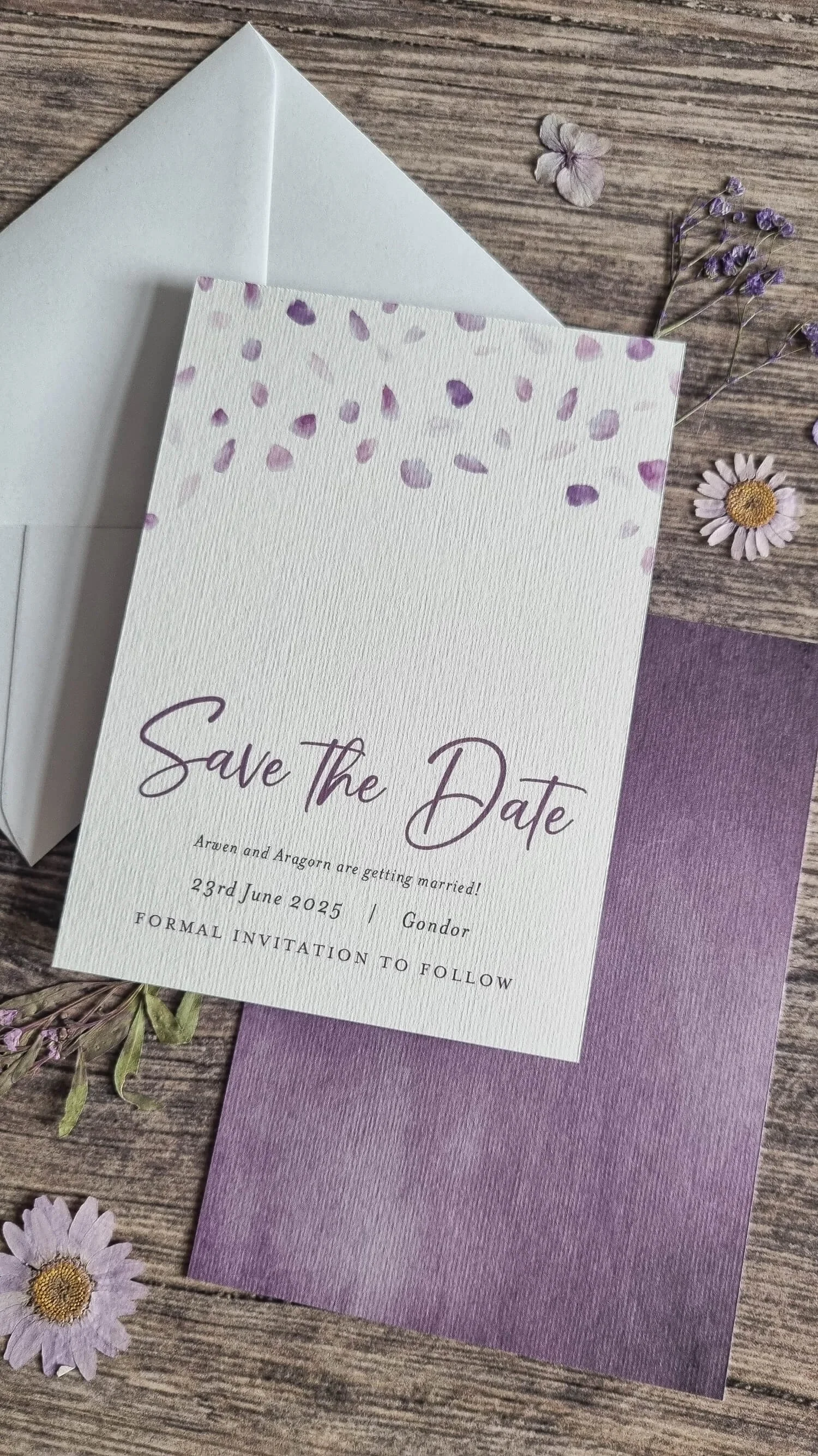 Lavender Petals Save the Date