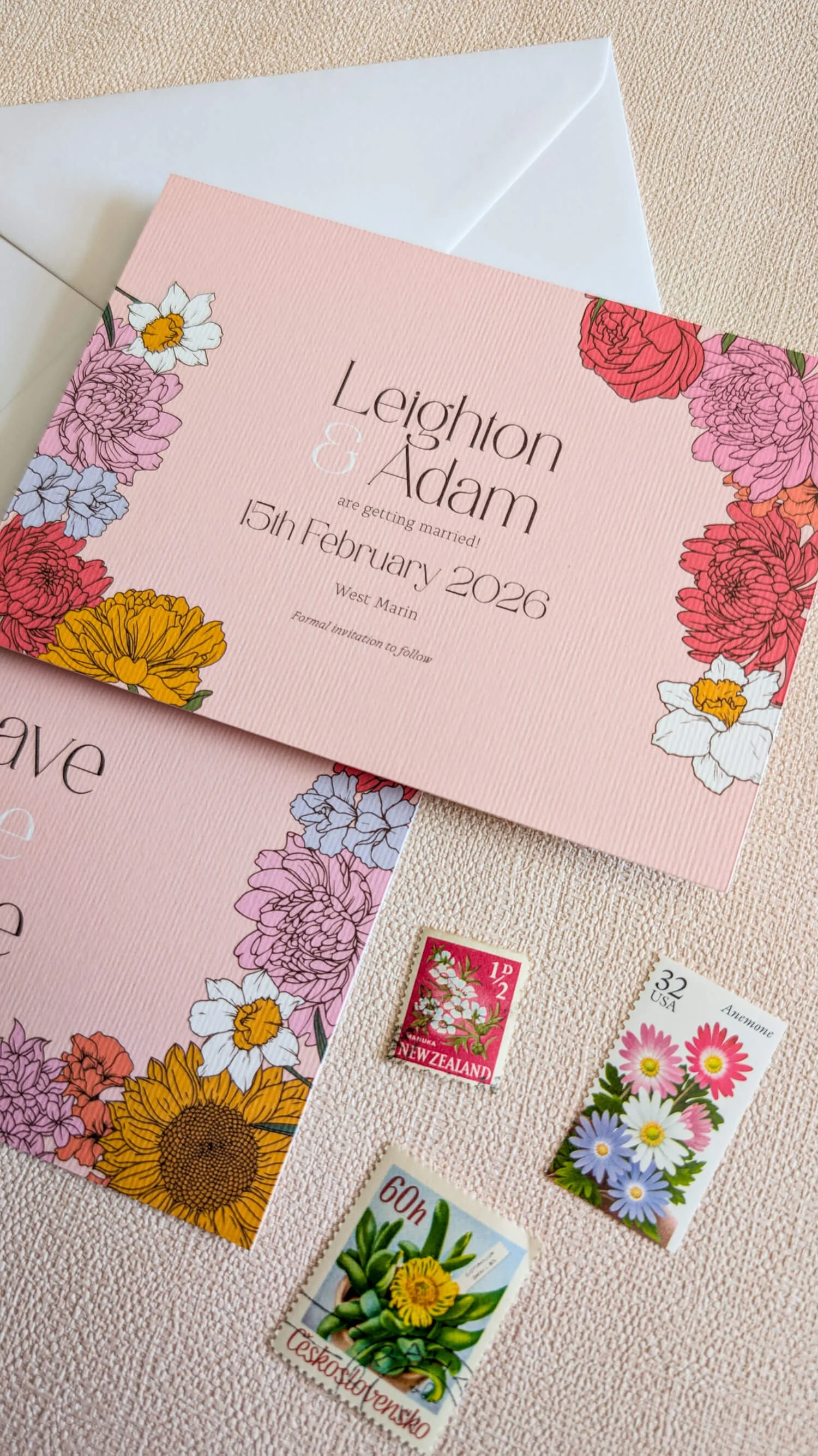 Retro Floral Save the Dates