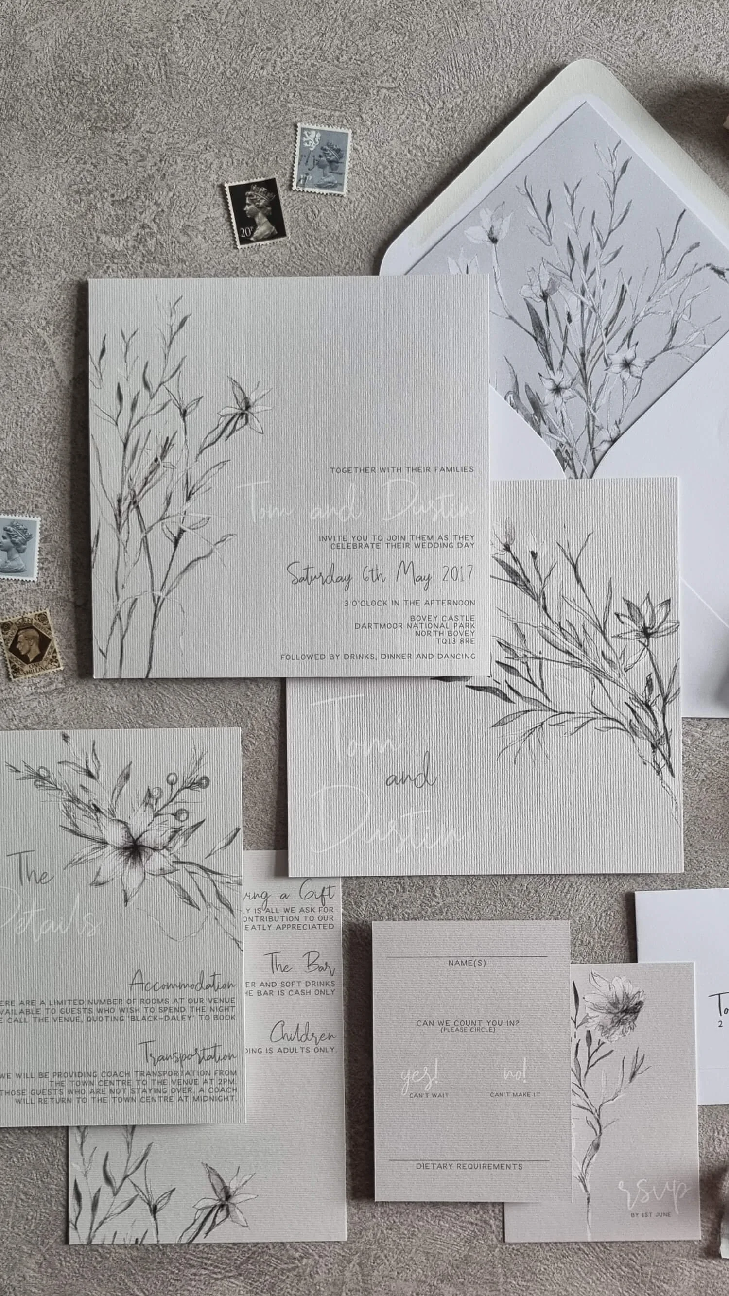 Whisper Grey Wedding Invitation Suite